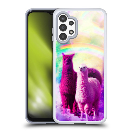 Random Galaxy Space Llama Lovely Lllama In Rainbow Soft Gel Case for Samsung Galaxy A13 (2022)