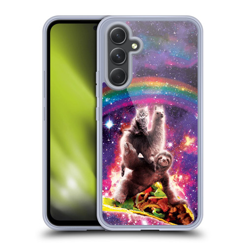 Random Galaxy Animals Space Cat Llama Sloth On Taco Soft Gel Case for Samsung Galaxy A54 5G