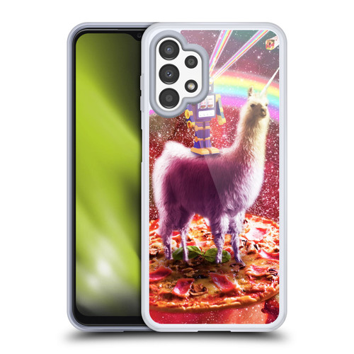 Random Galaxy Space Llama Robot & Pizza Soft Gel Case for Samsung Galaxy A13 (2022)