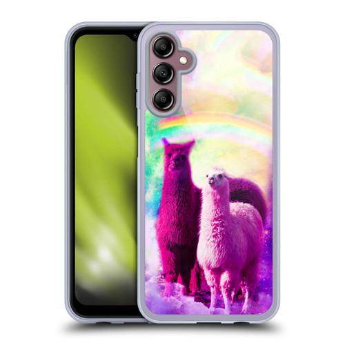 Random Galaxy Space Llama Lovely Lllama In Rainbow Soft Gel Case for Samsung Galaxy A14 5G