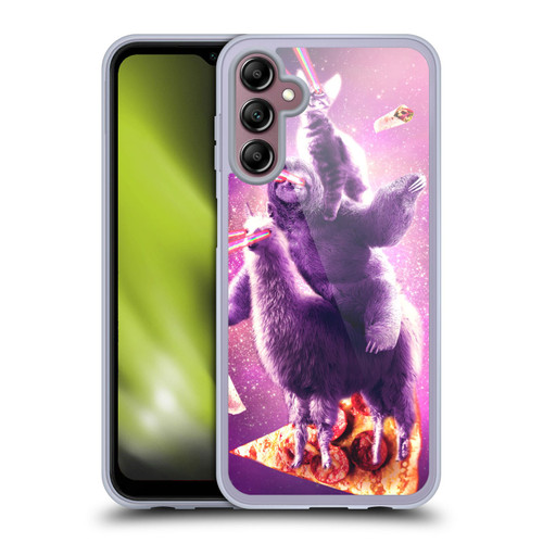 Random Galaxy Space Llama Sloth & Cat Lazer Eyes 2 Soft Gel Case for Samsung Galaxy A14 5G