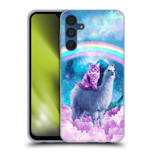 Random Galaxy Space Llama Cloudy Cat In Rainbow Soft Gel Case for Samsung Galaxy A15 & MagSafe