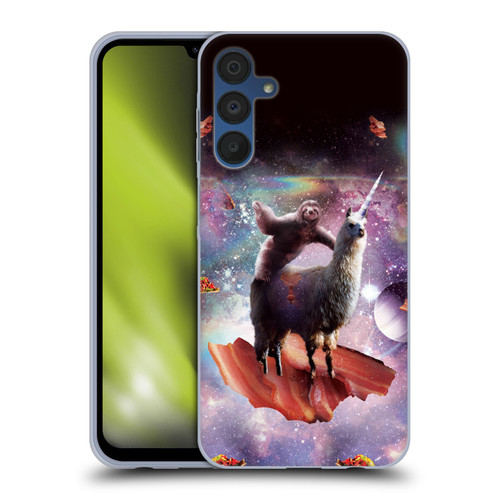 Random Galaxy Space Llama Outer Space Sloth & Bacons Soft Gel Case for Samsung Galaxy A15 & MagSafe