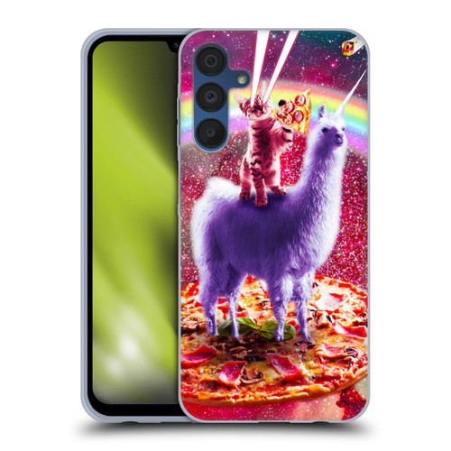 Random Galaxy Space Llama Rainbow Lazer Cat & Pizza Soft Gel Case for Samsung Galaxy A15 & MagSafe