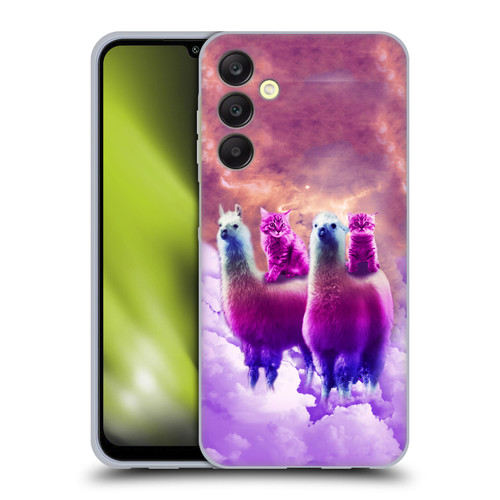 Random Galaxy Space Llama Galaxy Purple Cat Soft Gel Case for Samsung Galaxy A25 5G
