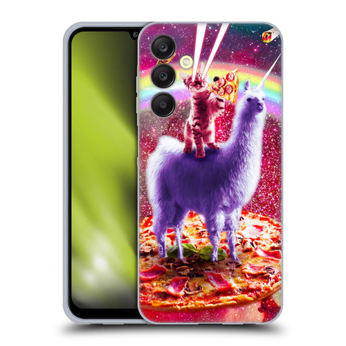 Random Galaxy Space Llama Rainbow Lazer Cat & Pizza Soft Gel Case for Samsung Galaxy A25 5G