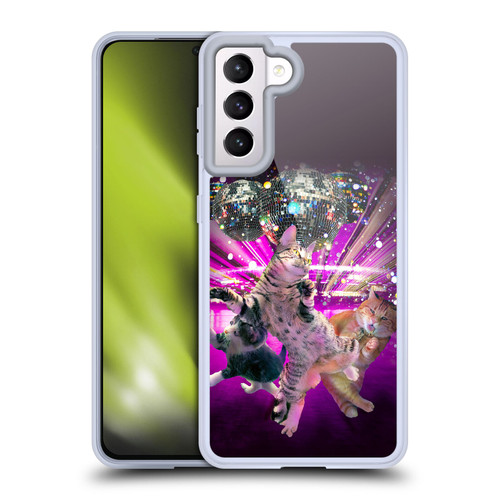 Random Galaxy Animals Disco Dancing Cat Soft Gel Case for Samsung Galaxy S21 5G & MagSafe