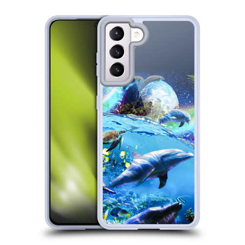 Random Galaxy Animals Galaxy Dolphins Soft Gel Case for Samsung Galaxy S21 5G & MagSafe
