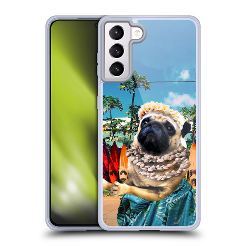 Random Galaxy Animals Aloha Hawaiian Pug Soft Gel Case for Samsung Galaxy S21+ 5G & MagSafe