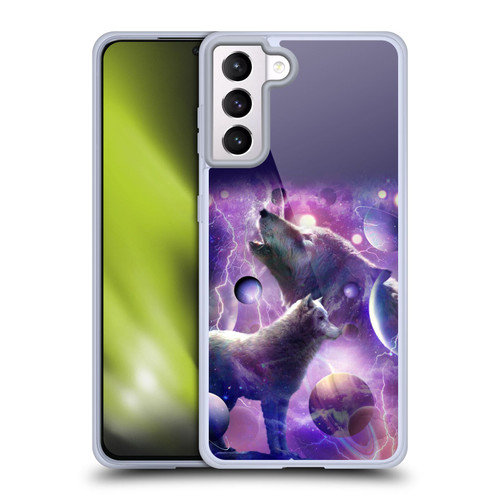 Random Galaxy Animals Cosmic Wolf Space Soft Gel Case for Samsung Galaxy S21+ 5G & MagSafe