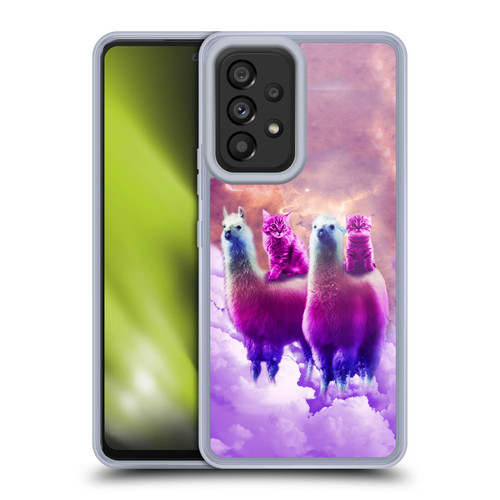 Random Galaxy Space Llama Galaxy Purple Cat Soft Gel Case for Samsung Galaxy A53 5G (2022)