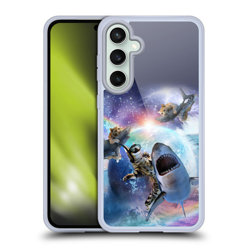 Random Galaxy Animals Space Cat Riding Shark Soft Gel Case for Samsung Galaxy S23 FE 5G & MagSafe