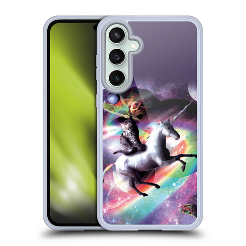 Random Galaxy Animals Space Cat Riding Unicorn Soft Gel Case for Samsung Galaxy S23 FE 5G & MagSafe