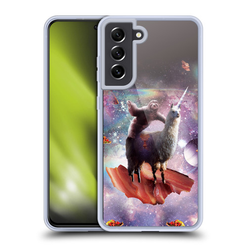 Random Galaxy Space Llama Outer Space Sloth & Bacons Soft Gel Case for Samsung Galaxy S21 FE 5G & MagSafe