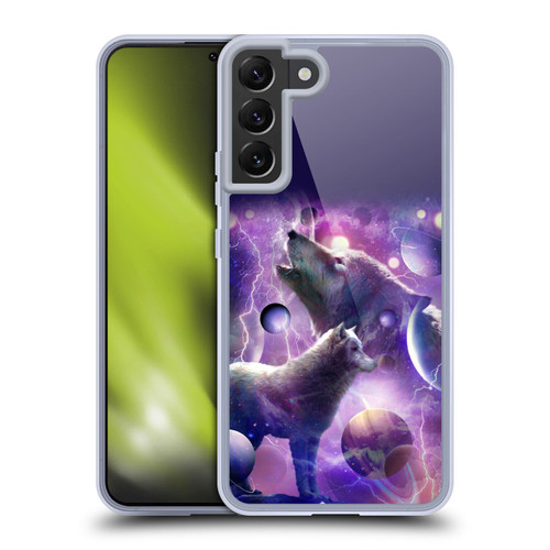 Random Galaxy Animals Cosmic Wolf Space Soft Gel Case for Samsung Galaxy S22+ 5G & MagSafe