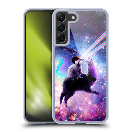 Random Galaxy Animals Laser Space Cat Riding Llama Soft Gel Case for Samsung Galaxy S22+ 5G & MagSafe
