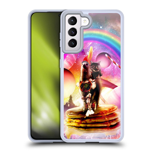 Random Galaxy Space Llama Cat & Electric Pancakes Soft Gel Case for Samsung Galaxy S21 5G & MagSafe