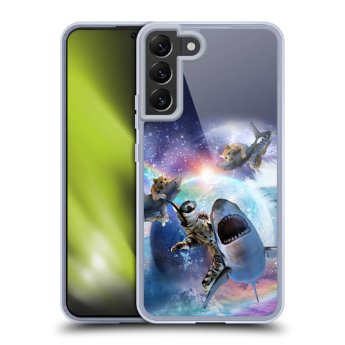 Random Galaxy Animals Space Cat Riding Shark Soft Gel Case for Samsung Galaxy S22+ 5G & MagSafe