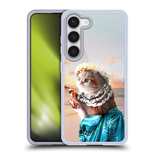 Random Galaxy Animals Aloha Hawaiian Cat Soft Gel Case for Samsung Galaxy S23 5G & MagSafe