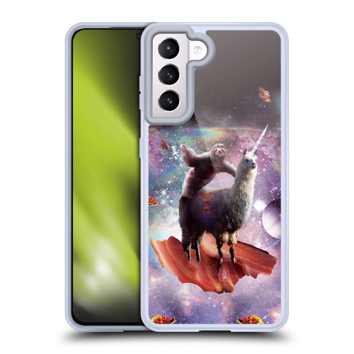Random Galaxy Space Llama Outer Space Sloth & Bacons Soft Gel Case for Samsung Galaxy S21 5G & MagSafe