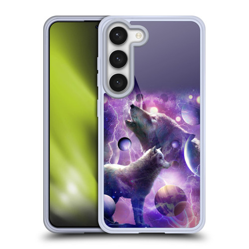 Random Galaxy Animals Cosmic Wolf Space Soft Gel Case for Samsung Galaxy S23 5G & MagSafe
