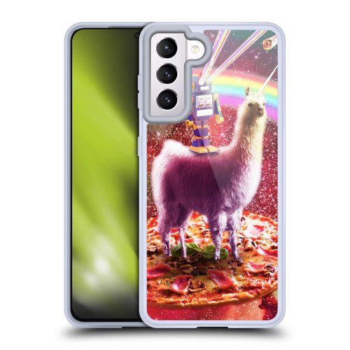 Random Galaxy Space Llama Robot & Pizza Soft Gel Case for Samsung Galaxy S21 5G & MagSafe