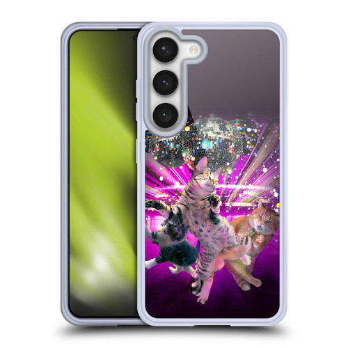 Random Galaxy Animals Disco Dancing Cat Soft Gel Case for Samsung Galaxy S23 5G & MagSafe