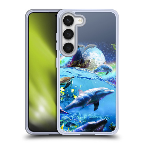 Random Galaxy Animals Galaxy Dolphins Soft Gel Case for Samsung Galaxy S23 5G & MagSafe