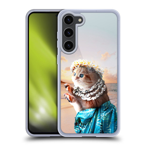 Random Galaxy Animals Aloha Hawaiian Cat Soft Gel Case for Samsung Galaxy S23+ 5G & MagSafe