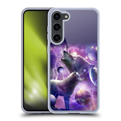 Random Galaxy Animals Cosmic Wolf Space Soft Gel Case for Samsung Galaxy S23+ 5G & MagSafe