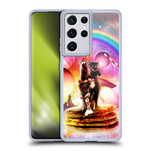 Random Galaxy Space Llama Cat & Electric Pancakes Soft Gel Case for Samsung Galaxy S21 Ultra 5G & MagSafe