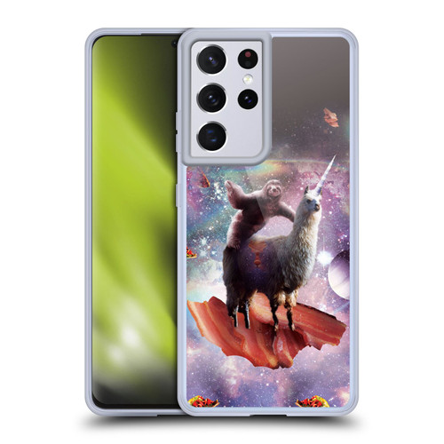 Random Galaxy Space Llama Outer Space Sloth & Bacons Soft Gel Case for Samsung Galaxy S21 Ultra 5G & MagSafe