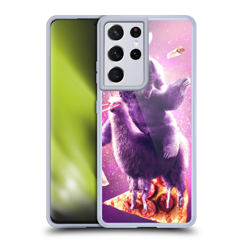 Random Galaxy Space Llama Sloth & Cat Lazer Eyes 2 Soft Gel Case for Samsung Galaxy S21 Ultra 5G & MagSafe