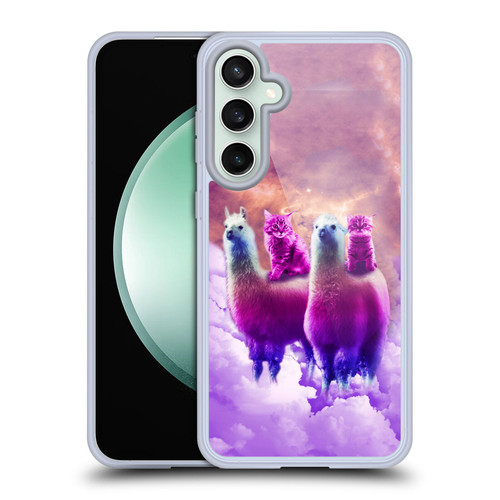 Random Galaxy Space Llama Galaxy Purple Cat Soft Gel Case for Samsung Galaxy S23 FE 5G & MagSafe