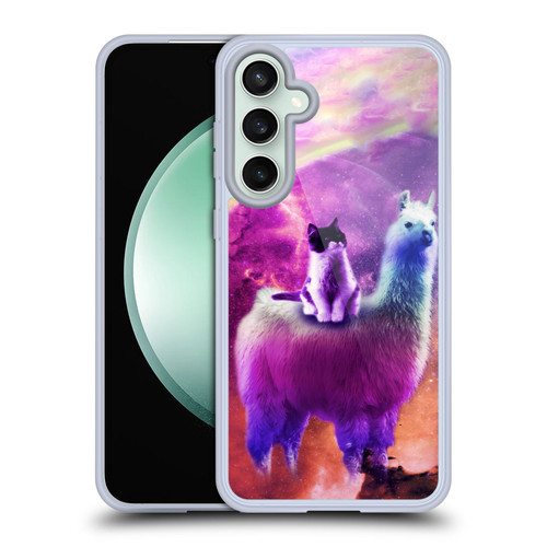Random Galaxy Space Llama Purple Galaxy Cat Soft Gel Case for Samsung Galaxy S23 FE 5G & MagSafe