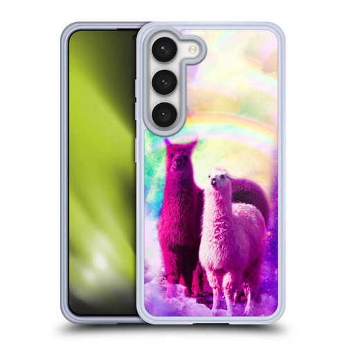 Random Galaxy Space Llama Lovely Lllama In Rainbow Soft Gel Case for Samsung Galaxy S23 5G & MagSafe