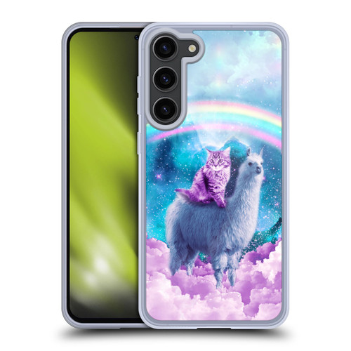 Random Galaxy Space Llama Cloudy Cat In Rainbow Soft Gel Case for Samsung Galaxy S23+ 5G & MagSafe