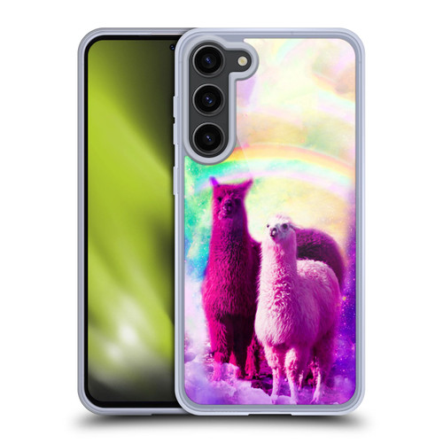 Random Galaxy Space Llama Lovely Lllama In Rainbow Soft Gel Case for Samsung Galaxy S23+ 5G & MagSafe