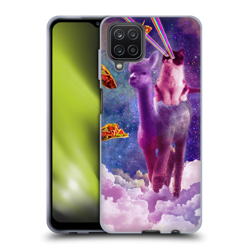 Random Galaxy Space Pizza Ride Lazer Cat Riding Llama Soft Gel Case for Samsung Galaxy A12 (2020)