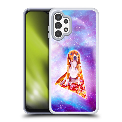 Random Galaxy Space Pizza Ride Blue Galaxy Dog Soft Gel Case for Samsung Galaxy A13 (2022)