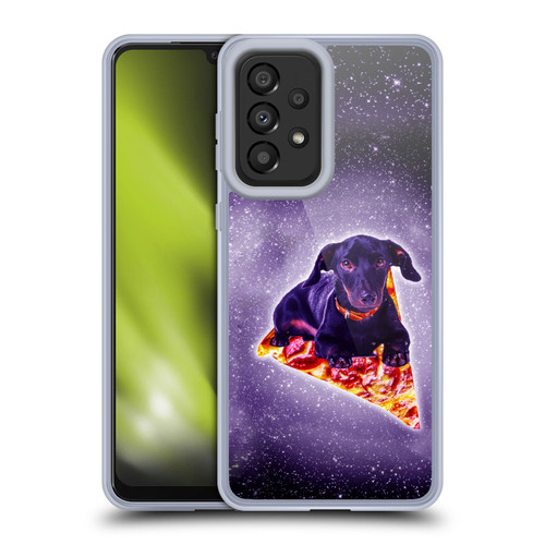 Random Galaxy Space Pizza Ride Purple Galaxy Black Dog Soft Gel Case for Samsung Galaxy A33 5G (2022)