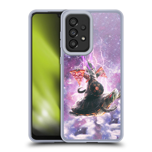 Random Galaxy Space Pizza Ride Lazer Cat Riding Turtle Soft Gel Case for Samsung Galaxy A33 5G (2022)