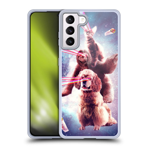Random Galaxy Space Pizza Ride Lazer Eyes Cat Sloth & Dog Soft Gel Case for Samsung Galaxy S21+ 5G & MagSafe