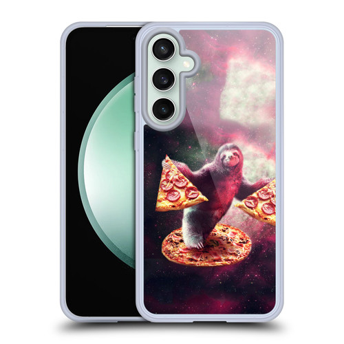 Random Galaxy Space Pizza Ride Galaxy Sloth Soft Gel Case for Samsung Galaxy S23 FE 5G & MagSafe
