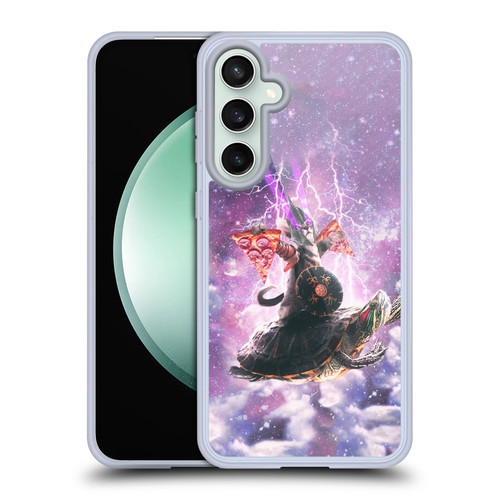 Random Galaxy Space Pizza Ride Lazer Cat Riding Turtle Soft Gel Case for Samsung Galaxy S23 FE 5G & MagSafe