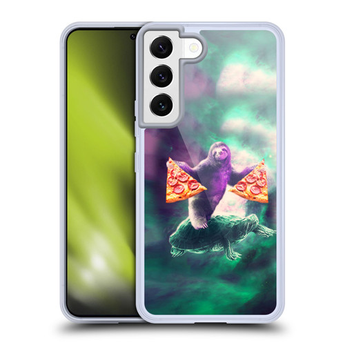 Random Galaxy Space Pizza Ride Sloth Riding Turtle Soft Gel Case for Samsung Galaxy S22 5G & MagSafe