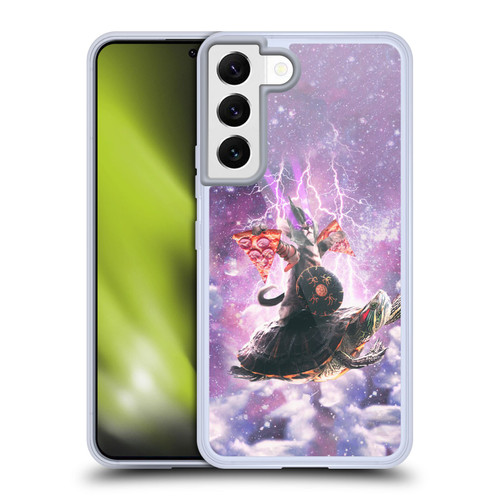 Random Galaxy Space Pizza Ride Lazer Cat Riding Turtle Soft Gel Case for Samsung Galaxy S22 5G & MagSafe