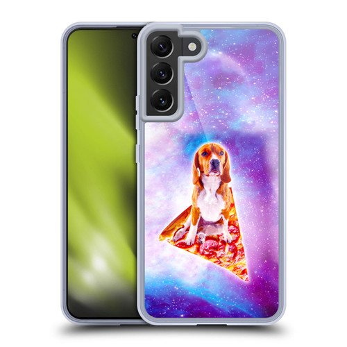 Random Galaxy Space Pizza Ride Blue Galaxy Dog Soft Gel Case for Samsung Galaxy S22+ 5G & MagSafe