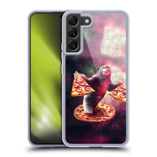 Random Galaxy Space Pizza Ride Galaxy Sloth Soft Gel Case for Samsung Galaxy S22+ 5G & MagSafe