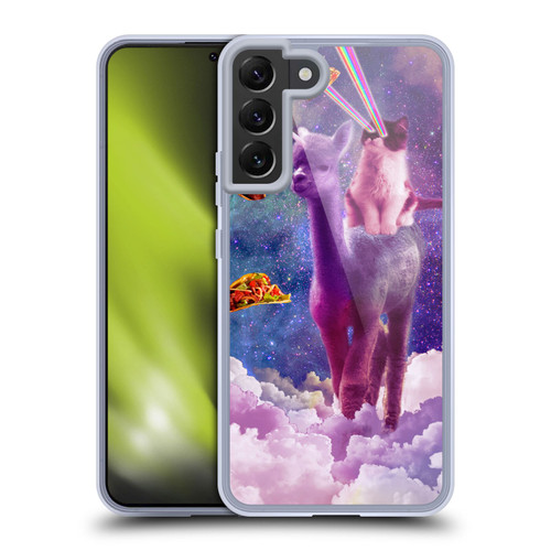 Random Galaxy Space Pizza Ride Lazer Cat Riding Llama Soft Gel Case for Samsung Galaxy S22+ 5G & MagSafe